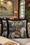 Baroque Castle Figured Fringed Pillowcase - Aristocratic Vintage Rustic Black Tassel Throw Pillow Cover - 8