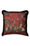 Medieval Tapestry Elegance Fringed Pillowcase - Artistic Gothic Red Black Tassel Throw Pillow Cover