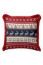 Nordic Deer Fringed Pillowcase - Winter Home Rustic Red Navy Blue Tassel Throw Pillow Cover - 3