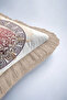Mythological Medusa Fringed Pillowcase - Ancient Greek Inspired Beige Cream Tufted Throw Pillow Cover - 7