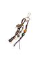 Handmade Wooden Beaded Brown Cream and Black Suede Drawstring Gold Detailed Bag Charm Keychain
