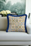 Mediterranean Themed Mosaic Fringed Pillowcase-Nordic Style Modern Blue Cream Tufted Throw Pillow Cover - 2