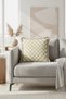 Luxury Checkered Fringed Pillowcase - Vintage Modern Style Beige Gold Color Tassel Throw Pillow Cover - 4