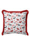 Winter Themed Deer Fringed Pillowcase - Christmas Celebration Modern Red Gray Tassel Throw Pillow Cover - 4