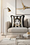 Art Deco Face Illustration Fringed Pillowcase-Striped Monochrome Modern Tufted Throw Pillow Cover - 5