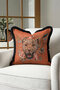 Noble Leopard Floral Fringed Pillowcase - Wild Nature Bohemian Orange Black Tassel Throw Pillow Cover - 4