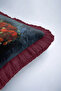 Red Flower Vase Luxury Fringed Pillowcase-Artistic Breeze Dark Blue Bohemian Tassels Throw Pillow Case - 7