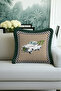 Christmas Truck Fringed Pillowcase - Vintage Rustic Green Checkered Tassel Throw Pillow Cover - 4