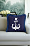 Luxury Nautical Fringed Pillowcase - Marine Themed Navy Blue Tassel Throw Pillow Cover