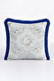 Baroque Motif Fringed Pillowcase - Classic French Blue Gray Luxury Tufted Throw Pillow Cover - 4