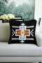 Ethnic Geometric Fringed Pillowcase - Bohemian Black Gray Gold Color Tassel Throw Pillow Cover - 2