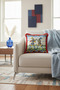 Medieval Knight Scene Fringed Pillowcase-Retro Blue Yellow Red Tassels Throw Pillow Cover - 3