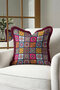 Mandala Patchwork Fringed Pillowcase - Ethnic Colorful Bohemian Purple Tassel Throw Pillow Cover - 4