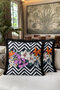 Luxury Floral Motif Fringed Pillowcase - Geometric Modern Black and White Tufted Throw Pillow Cover - 6