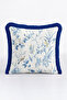 Luxury Bird Botanical Fringe Pillowcase - Natural Nordic Blue Cream Tufted Throw Pillow Cover - 2
