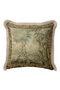 Baroque Vintage Luxury Fringed Pillowcase-Nature Scenery Painting Green Beige Tassel Throw Pillow Cover - 4
