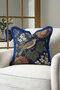 Luxury Vintage Bird Floral Fringed Pillowcase - Ethnic Bohemian Navy Blue Cream Tassel Throw Pillow Cover