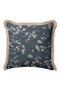 Elegant Floral Motif Fringed Pillowcase - Spring Breeze Classic Blue Beige Tassel Throw Pillow Cover - 5