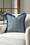 Elegant Leaf Motif Fringed Pillowcase - Ethnic Mediterranean Blue Tassel Throw Pillow Cover - 3