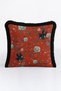 Vintage Floral Bird Motif Luxury Fringed Pillowcase-Red Black Nordic Tassel Throw Pillow Cover - 3