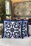 Elegant Palace-Inspired Fringed Pillowcase-Blue White Mediterranean Modern Tassel Throw Pillow Cover - 6