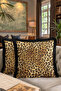 Leopard Patterned Fringed Pillowcase-Safari Textured Black Gold Bohemian Tassel Throw Pillow Cover - 8