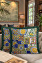 Mediterranean Mosaic Fringed Pillowcase - Artistic Retro Colorful Green Tassel Throw Pillow Cover - 8