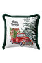 Xmas Christmas Carriage Fringed Pillowcase-New Year Pine Tree Themed Dark Green Tassels Throw Pillow Cover - 5