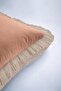 Elegant Pink Velvet Fringed Pillowcase - Minimalist Modern Champagne Beige Tufted Throw Pillow Cover - 7
