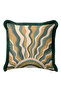 Retro Wave Energy Fringed Pillowcase - Green Bohemian Gold Color Tassel Throw Pillow Cover - 5