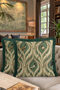 Baroque Bird Figured Luxury Fringed Pillowcase-Cream Green Classic Vintage Tassels Throw Pillow Cover - 8