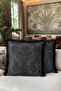 Baroque Motif Luxurious Fringed Pillowcase-Elegant Black Gray Classic Luxury Modern Tufted Throw Pillow Cover - 6