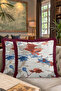 Modern Artistic Luxury Fringed Pillowcase-Wine Burgundy Blue Floral Eclectic Tufted Throw Pillow Cover - 8