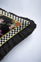 Floral Gold Fringed Pillowcase - Black Eclectic Checkered Tufted Throw Pillow Cover - 7