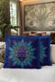 Mandala Buddha Portrait Fringed Pillowcase - Spiritual Bohemian Blue Yellow Tassel Throw Pillow Cover - 6