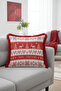 Merry Christmas Motif Fringed Pillowcase - Xmas Red White Tassel Throw Pillow Cover - 5
