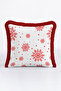Red Snowflake Fringed Pillowcase - Winter Themed Modern White Red Tassel Throw Pillow Cover