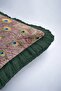 Elegant Peacock Ornate Fringed Pillowcase - Ethnic Green Gold Color Tassel Throw Pillow Cover - 7