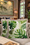 Tropical Leaf Fringe Pillowcase - Natural Green Urban Botanical Beige Tufted Throw Pillow Cover - 8