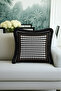Luxury Plaid Fringed Pillowcase - Monochrome Modern Black Gold Color Tassel Throw Pillow Cover - 3