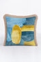 Modern Art-Inspired Fringed Pillowcase - Minimalist Bohemian Blue Cream Tassel Throw Pillow Cover - 3
