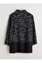 Lcw Graceblack Polo Neck Patterned Women's Cardigan - 3
