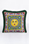 Mediterranean Colors and Sun Motif Fringed Pillowcase - Bohemian Green Cream Tassel Throw Pillow Cover - 3