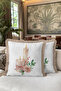 Romantic Candle Flower Arrangement Fringed Pillowcase - Elegant Natural Rustic Beige Tufted Throw Pillow Cover - 6