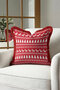 Northern Lights Fringed Pillowcase - Christmas Nordic Red White Tassel Throw Pillow Cover - 2