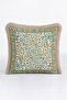 Floral Motif Luxury Fringed Pillowcase-Green Orange Cream Classic Tufted Throw Pillow Cover - 4