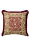 Ottoman Vintage Fringed Pillowcase-Elegant Floral Motif Rustic Cream Burgundy Tufted Throw Pillow Case - 5