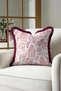 Elegant Floral Pagoda Fringed Pillowcase - Asian-Inspired Eclectic Burgundy Tassel Throw Pillow Cover