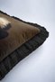 Noble Dog Portrait Themed Luxury Fringed Pillowcase-Modern Classic Black Tassel Throw Pillow Cover - 7