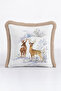 Winter Scenery Fringed Pillowcase - Natural Country Beige Throw Pillow Cover with Deer Tassels - 4